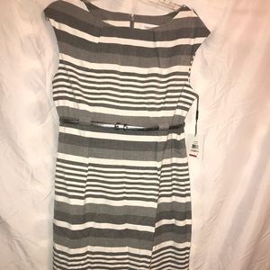 Grey and silver striped Calvin Klein Dress, Sz 12